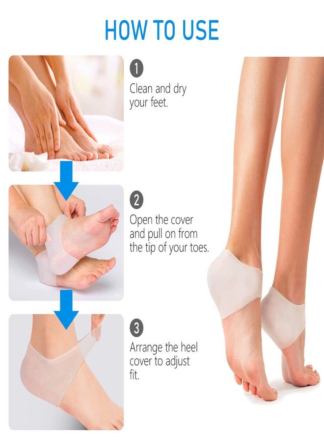 Dr.Pedi Heel Protectors 3 Pairs Heel Cups for Heel Pain Relief Gel Heel Pads for Women and Men Silicone Socks Moisturizing for Blister, Cracked Foot - Image 5